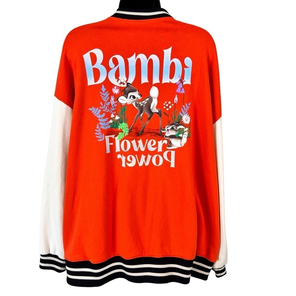 H&M Disney Divided Bambi Oversized Varsity Letterman’s Style Sweat Jacket